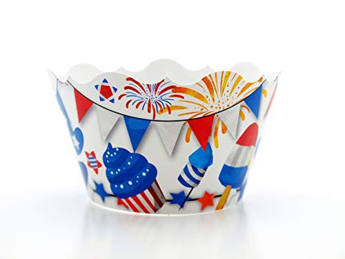 July 4th Celebration Party Supplies Cupcake Wrappers (12 Pack) - 4th of July Barbecue Food Favors, Red White & Blue Themed Independence Day Cupcake Party Decorations July 4th Celebration Party Supplies Cupcake Wrappers (12 Pack) - 4th of July Barbecue Food Favors, Red White & Blue Themed Independence Day Cupcake Party Decorations