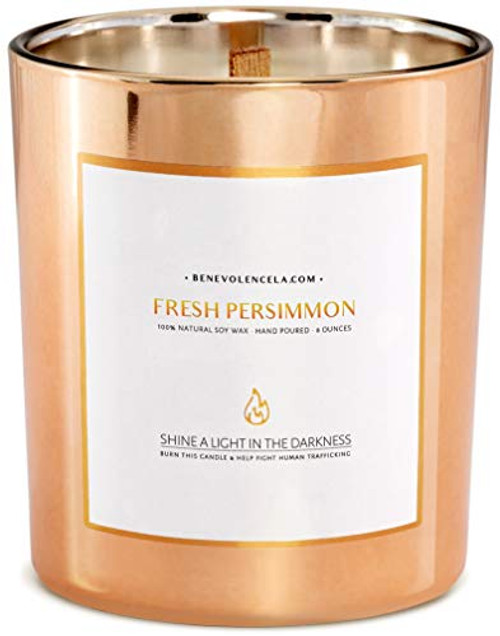 Premium Fresh Persimmon Scented Candles For Home, Sweet Scented Candle, All Natural Soy Candles Scented, 8 oz | 45 Hour Long Lasting Soy Candle, Soothing Aromatherapy Candles in Rose Gold Glass Jar