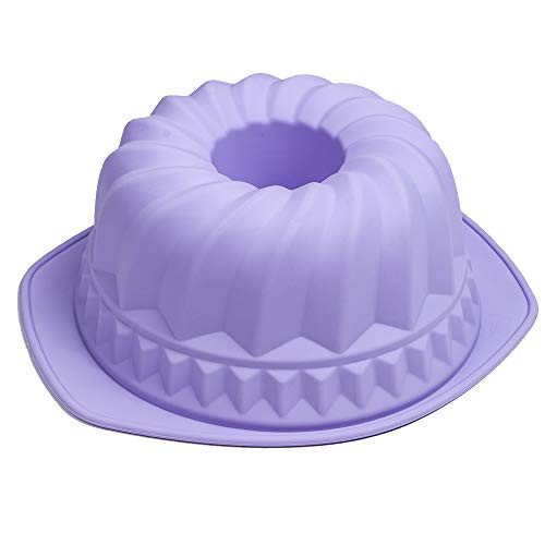 Webake Silicone Fluted Tube Pan Non-stick Kugelhopf Cake 9 inch Silicone Baking Mold - Violet