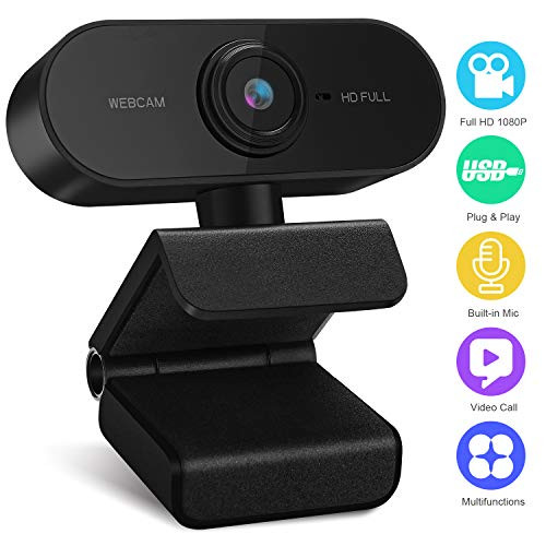 Webcam USB 1080P HD, PC Desktop Laptop Webcam with Microphone for Video Calling, Streaming, Recording, Conference Study, Skype, Plug&Play