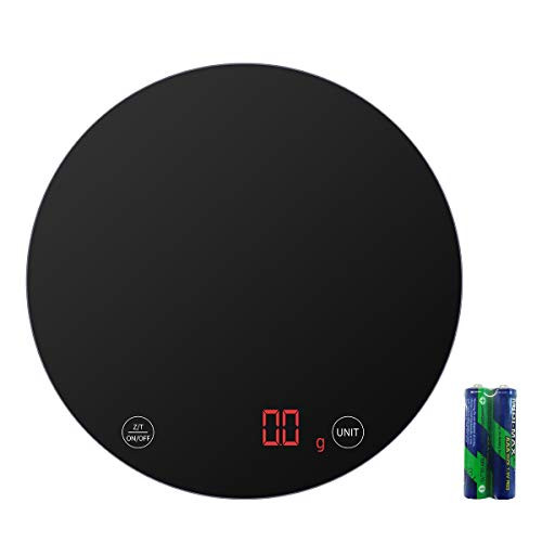 KUBEI Food Scale Grams and Ounces, 5kg x 0.1g Digital Scales Electronic Kitchen Scale Weighing Coffee Baking and Cooking with Glass Platform Weight