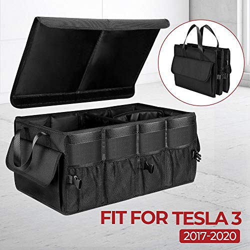 BougeRV Model 3 Model Y Trunk Organizer Storage, Large Collapsible Cargo Grocery Storage, Multi-Compartment Car Trunk Organizer Fits Tesla Model 3 2017-2020 Model Y 2020