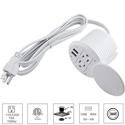 3 inch Power Grommet with Cover, Desktop USB Grommet 4A Port, Desk Furniture ETL Listed Recessed Power Grommet with 2 AC Outlets & 6.39ft Cord 3 inch Power Grommet with Cover, Desktop USB Grommet 4A Port, Desk Furniture ETL Listed Recessed Power Grommet with 2 AC Outlets & 6.39ft Cord