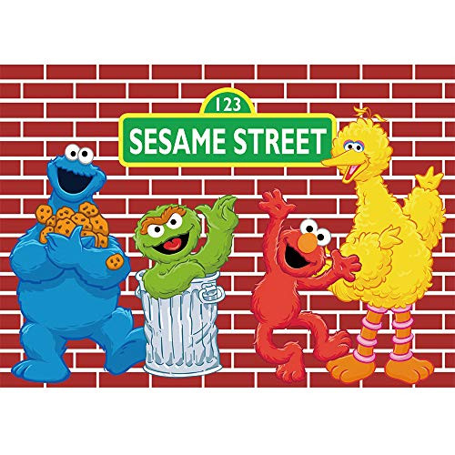 Photo Backdrop 7x5 Big Bird Elmo Background for Birthday Green Sesame Street Customized Banner for Studio Props Vinyl Backdrops