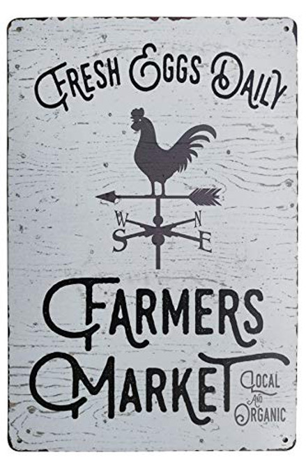 PXIYOU Fresh Eggs Daily Farmers Market Chicken Signs Vintage Metal Tin Sign Kitchen Farmhouse Home Decor Signs Gifts 8X12Inch PXIYOU Fresh Eggs Daily Farmers Market Chicken Signs Vintage Metal Tin Sign Kitchen Farmhouse Home Decor Signs Gifts 8X12Inch