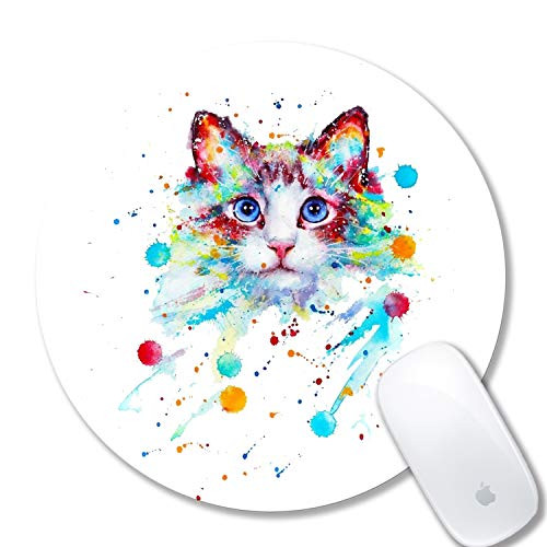 Watercolor Cat Mouse pad Computer Mouse pad Personalized Design Mouse Pads for Computers Round Mouse pad