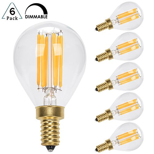 Panledo 6W Dimmable Vintage Edison LED Filament Light Bulb, 2700K Soft White 6W 600LM, E12 Candelabra Base Lamp, G45/G14 Clear Glass Globe Cover, 60W Incandescent Replacement, Pack of 6