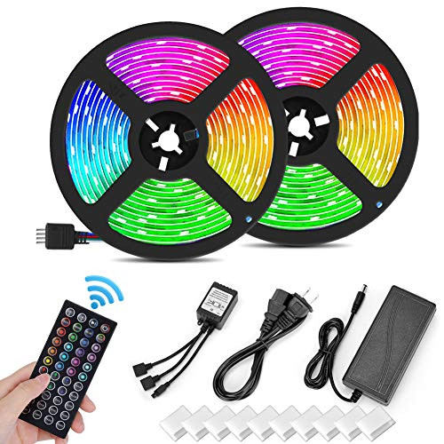 WERSEON Led Strip Lights 32.8ft 10m with 44 Keys IR Remote and 12V Power Supply Flexible Color Changing 5050 RGB 300 LEDs Light Strips Kit for Home, Bedroom, Kitchen,DIY Decoration?Waterproof?