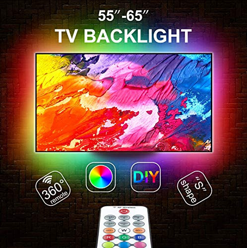 14.76ft TV Backlights for 55-65 inch TV?USB Powered DIY Color Changing RGB Led Strip Lights with Remote for Ambient Home Theater Decoration