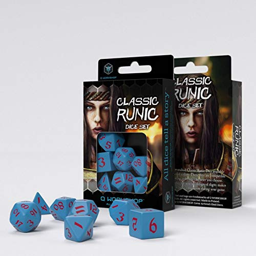 Q-Workshop Classic Runic Blue & Red Dice Set (7)