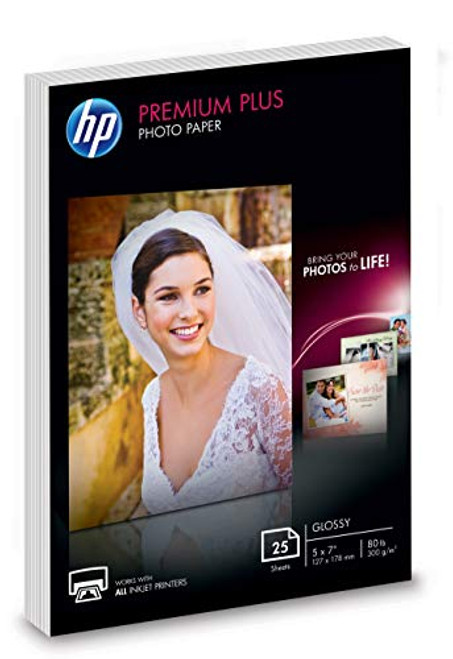 HP Premium Plus Photo Paper | Glossy | 5x7 | 25 Sheets (4WN04A)