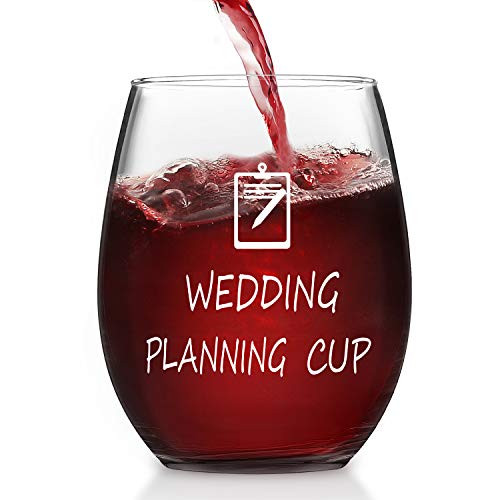 Wedding Planning Cup Stemless Wine Glass for Bride Fiancee, Ideal Wine Glass for Engagement Newly Engaged Wedding Bridal Party