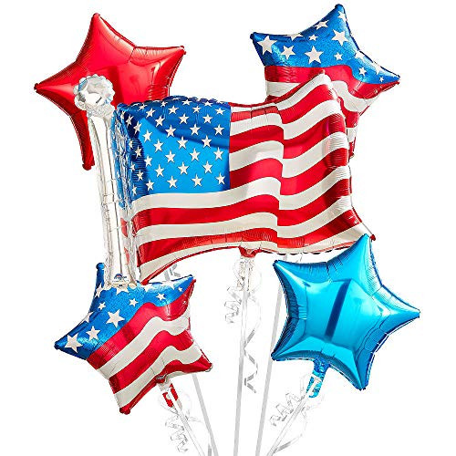 4th of July Balloon Decorations in Red White Blue | USA Patriotic American Flag & Stars | Party Supplies Mylar Balloons Decor for The Fourth, Military Homecomings, Memorial & Veterans Day, and More!