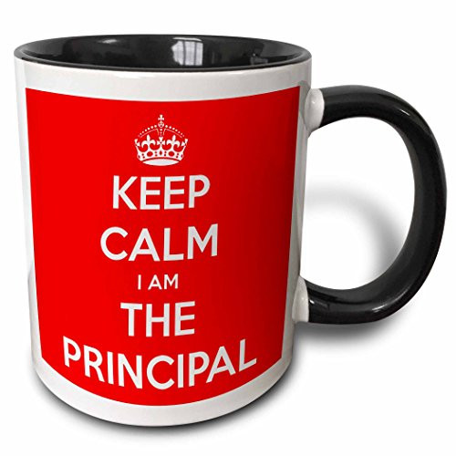3dRose Keep Calm I Am The Principal Mug, 11 oz, Black/Red
