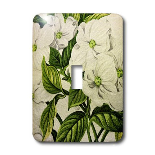 3dRose LLC lsp_39681_1 White Flowers Green Leaves Single Toggle Switch