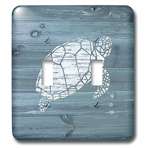 3dRose lsp_261843_2 White Painted Turtle on Blue Weatherboard- Not Real Wood Toggle Switch, Mixed