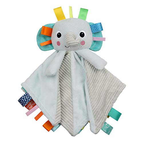 Bright Starts Cuddle 'n Tags 2-Sided Lovie Soothing Blanket, Elephant, Newborn +