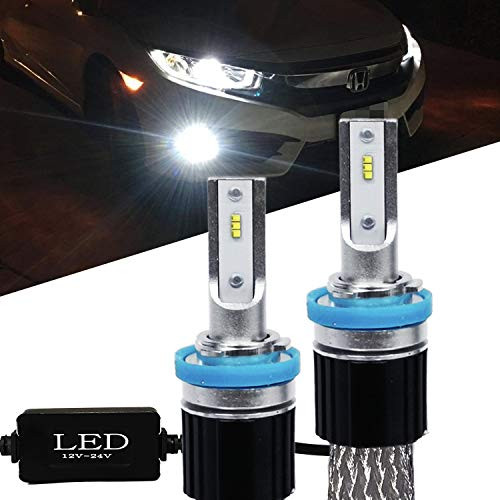 SOCAL-LED 2x H11 H8 Fanless LED Bulb Headlight Conversion Kit 60W Super Bright CSP Chip, 6000K Crystal White