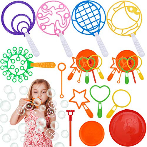 GINMIC Bubble Wands Set, Colorful Bubble Wands Toys, Large Bubble Wands for Kids Toddlers, Giant Bubbles Wands for Outdoor Activity, Birthday & Wedding Party Favors Games