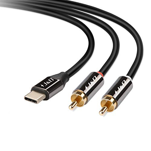 J&D Type-C to 2X RCA Audio Cable, USB Type-C Male to 2 RCA Male Stereo Audio Converter Y Splitter Cable for Samsung MacBook Google ChromeBook Laptop - 6.5 Feet