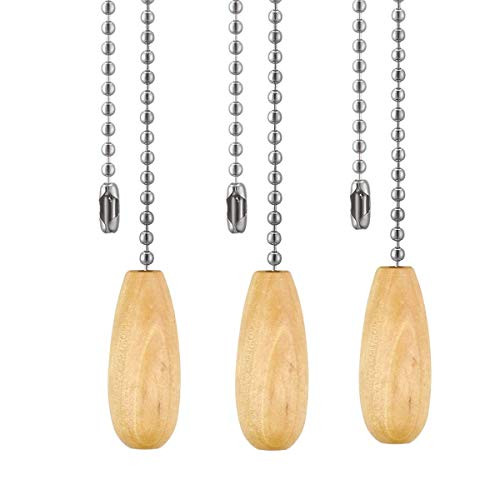 Ceiling Fan Chain Pulls Wood Color Pull Chain Extension for Ceiling Light Fan Chain 3 Pack