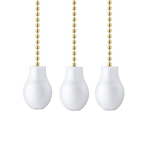 Ceiling Fan Chain Pulls Wooden Pull Chain Extension Pull Chain for Ceiling Light Lamp Fan Chain White Color 3 Pack
