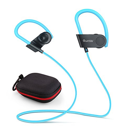 Bluetooth Headphones IPX7 Waterproof, Wireless Sport Earphones, HiFi Bass Stereo Sweatproof Earbuds w/Mic, Noise Cancelling Headset for Workout, Running, Gym (Blue)