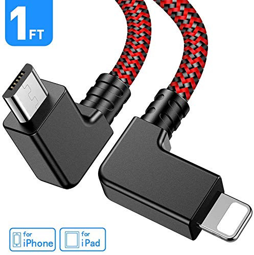Wondrux Compatible 1FT 90 Degree Micro USB to iphone ipad OTG Data Cable Right Angle Phone Tablet Connector Cord DJI Spark, Mavic Pro, Platinum, Air, 2 Pro, Zoom Remote Controller Accessories (1 Pack)