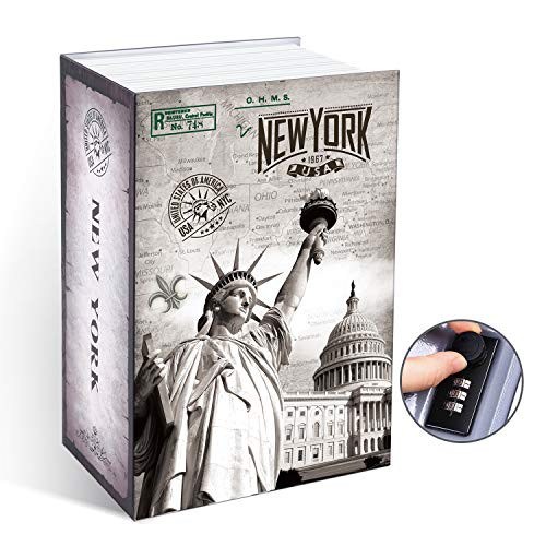 Diversion Book Safe, Ohuhu Extra Large Multi-Use Metal Book Safe with Combination Lock, Stash Safe Box, Secret Safe Containers for Money, Jewelry Documents or Valuables 8.9" x 5.7" x 3.9"