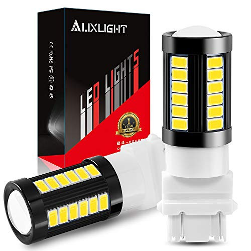 AUXLIGHT 3157 3156 T25 3056 4157 1400 Lumens Super Bright Low Power LED Light Bulbs Replacements for Back Up Reverse Lights and Tail Brake Stop Parking Lights, 6000K Xenon White (Pack of 2)