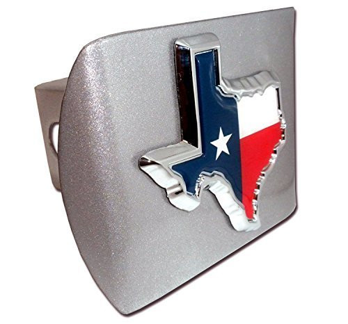 Elektroplate Texas Shape w/color ALL METAL Brushed Silver Hitch Cover Elektroplate Texas Shape w/color ALL METAL Brushed Silver Hitch Cover