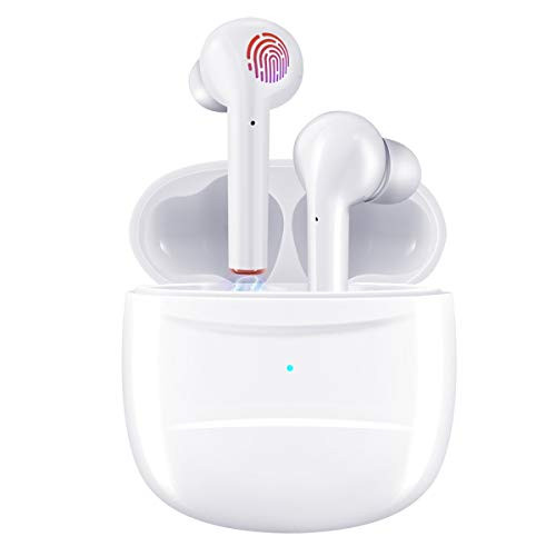 Wireless Earbuds, Nexear Bluetooth 5.0 Earbuds Headphones, True Wireless Stereo Earphones with 30Hrs Playtime, Hi-Fi Sound Bluetooth Headset with Charging Case One-Step Pairing (White)