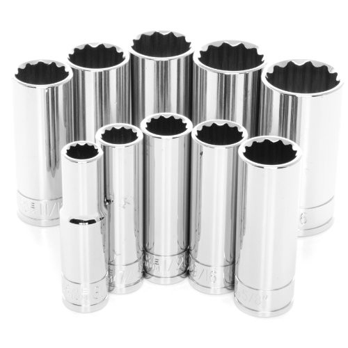 Performance Tool W38600 10-Piece 3/8-Inch Drive 12 Point SAE Deep Socket