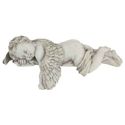 Design Toscano Sleepy Time Baby Angel Napping Shelf Sitter Statue, 12 Inch, Polyresin, Antique Stone