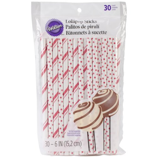 Wilton 1912-4002 Colored Lollipop Sticks, Red