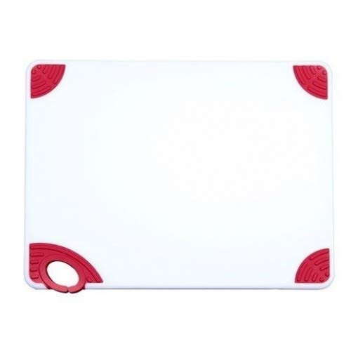 Winco CBN-1824RD, 18x24x0.5-Inch Rectangular Cutting Board with Red Rubber Grip Hook, Plastic Chopping Board (Red)