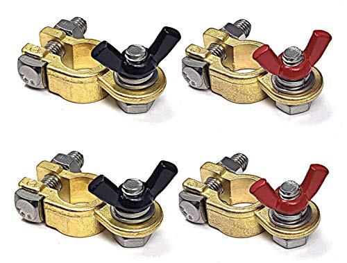 WindyNation 2 Pairs Brass Marine Grade Battery Terminal Top Post for Boat Car RV (Military Spec. B-12128C)