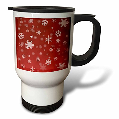 3dRose Winter Snowflakes Red Stainless Steel Travel Mug, 14-Ounce