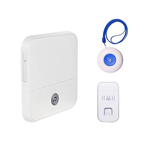 Wireless Caregiver Pager Call Button Personal Alert for Home Attendant Patient Nurses Seniors Disabilities 1 Receiver 2 Waterproof Transmitters