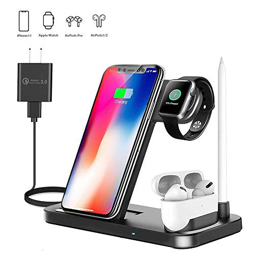 Wireless Charging Station, Earteana 3 in 1 Wireless Charger for Apple Watch Airpods, Wireless Charging Stand for iPhone 11/11pro/11pro Max/X/XS/XR/Xs Max/, Charging Station Dock for Other Qi Phones