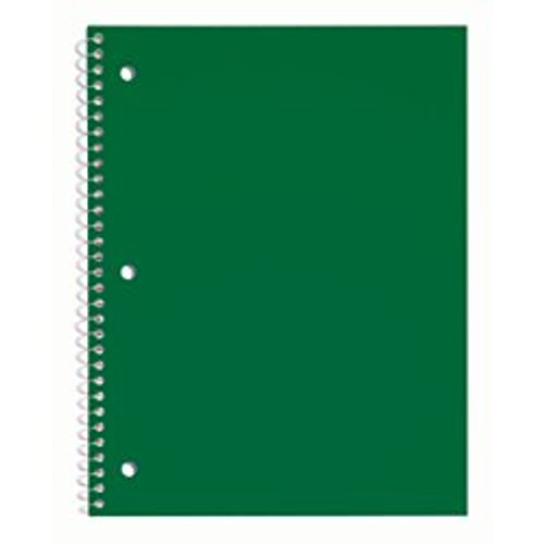 Just Basics Poly Spiral Notebook, 8 1/2" x 10 1/2", College Ruled, 140 Pages (70 Sheets), Green