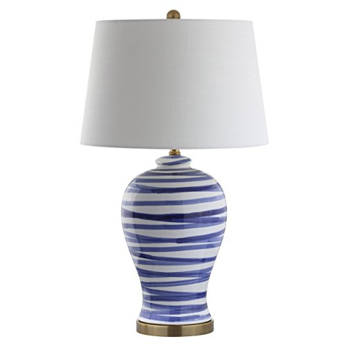 JONATHAN Y JYL3016A Joelie 29" Ceramic LED Table Lamp, Coastal, Traditional, Transitional for Bedroom, Living Room, Office, Blue/White