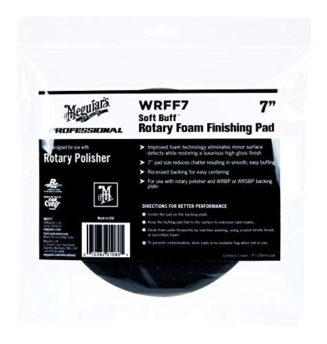 MEGUIAR'S WRFF7 Soft Buff 7" Rotary Foam Finishing Pad, 1 Pack