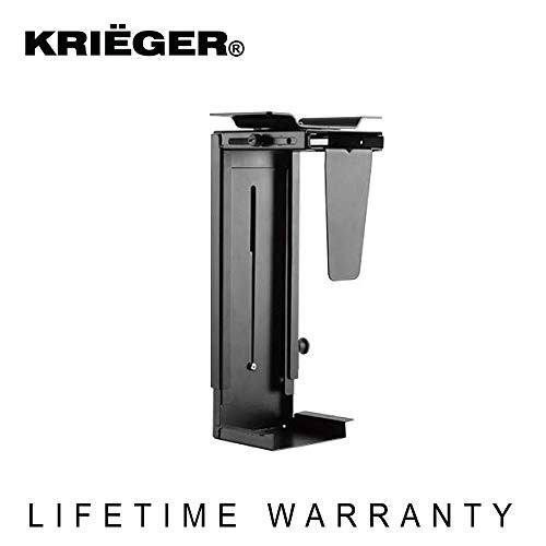 KRIEGER 360° Swivel Adjustable Under Desk or Wall Desktop PC Mount. Computer Tower Desk Mount- Black