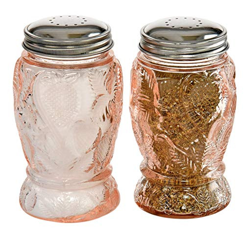 HOME-X Old-Fashioned Glass Strawberry Salt and Pepper Shakers (Pink) 2 ½ D x 4 ¾ H