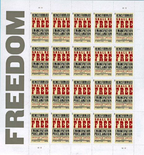Freedom - Emancipation Proclamation Sheet of 20 Forever Stamps Scott 4721 By USPS