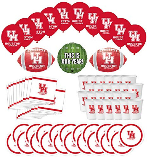 Mayflower Products University of Houston Cougars Football Tailgating Party Supplies for 20 Guest and Balloon Bouquet Decorations