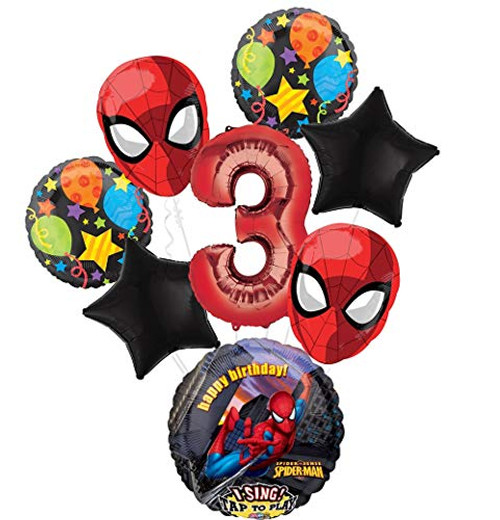 Spider-Man Party Supplies 3rd Birthday Sing A Tune Balloon Bouquet Decorations