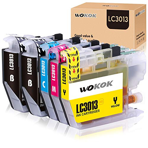 WOKOK Compatible Ink cartridges Replacement for Brother LC3013 Ink Cartridges, LC-3013 for Brother MFC-J491DW, MFC-J690DW, MFC-J895DW, MFC-J497DW Printer (2BK, 1C, 1M, 1Y)