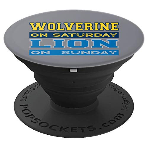 Wolverine on Saturday Lion on Sunday Detroit Football Gift PopSockets Grip and Stand for Phones and Tablets